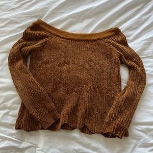 Brown Wide Neck Sweater